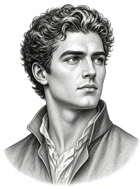 Vintage Style image example: Silver Plate Engraved Monochrome Portrait Illustration