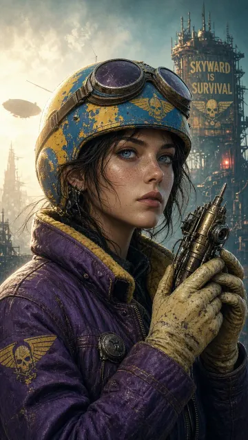 Cyberpunk Wasteland Aviator Girl Concept Art