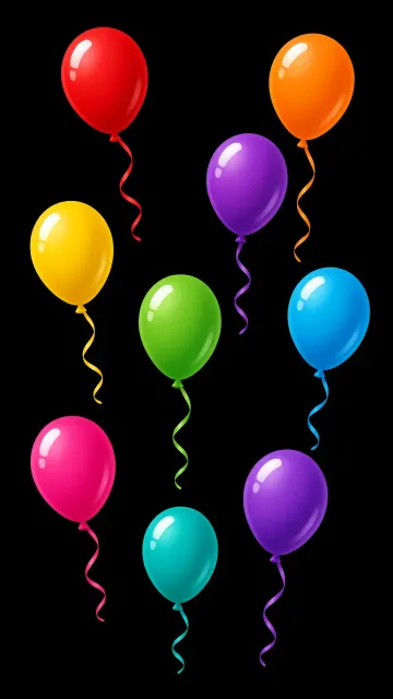 Vibrant Balloon Collection on Black Background