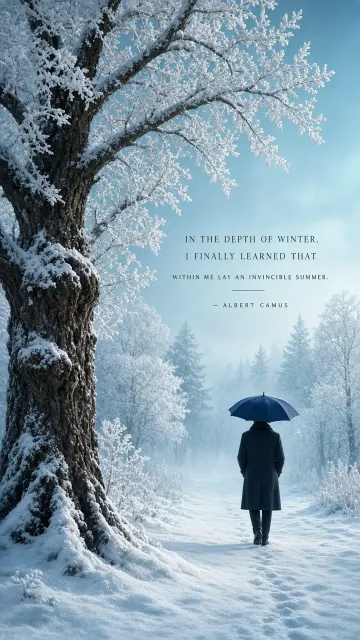 Solitary Walker in Snowy Woods Under Rembrandt Light