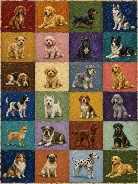 Artistic Palette image example: Impressionist Dog Swatch Palette Illustration
