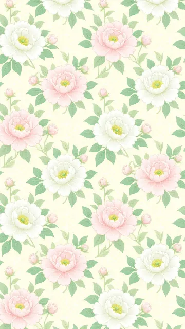 Macaron Colors image example: Macaron Tone Peony Seamless Repeat Pattern