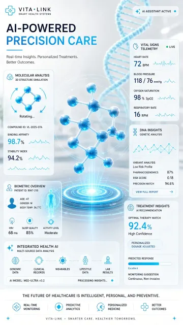 Healthcare image example: Futuristic Blue and White Smart Healthcare UI Poster