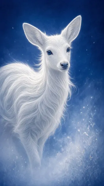 Velvet Klein Blue Luminous White Deer Art