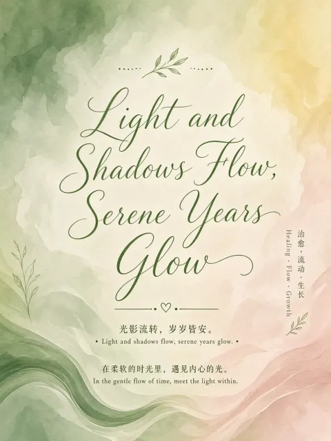 Soothing image example: Healing Botanical Gradient Calligraphy Poster