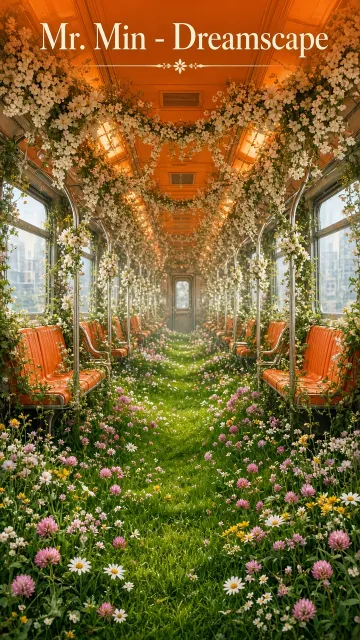 Urban Scene image example: Surreal Subway Interior Meadow and Flower Installation
