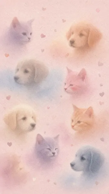 Animal Art image example: Minimalist Grainy Paper Dreamy Pet Silhouette Pattern