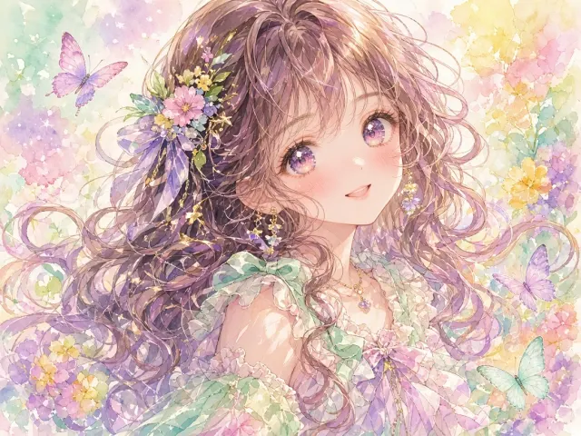 Dreamy Macaron Pastel Anime Girl Illustration