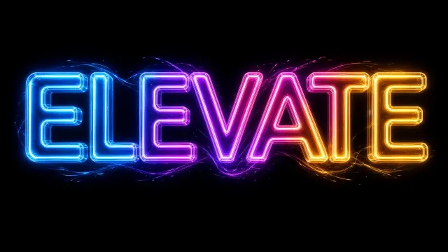 Volumetric Lighting image example: 3D Neon Light Typography on Pitch Black