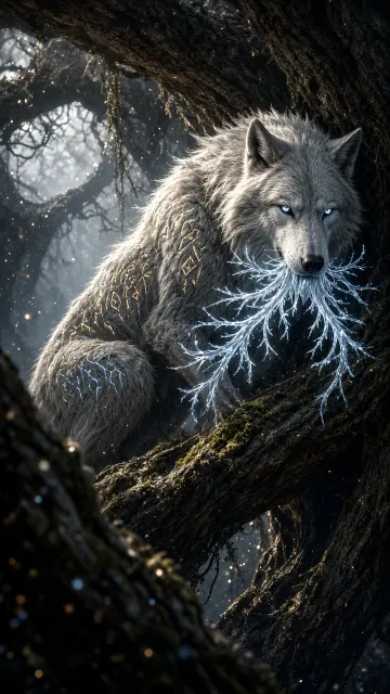 Epic Fantasy image example: Epic Norse World Tree Mythical Wolf