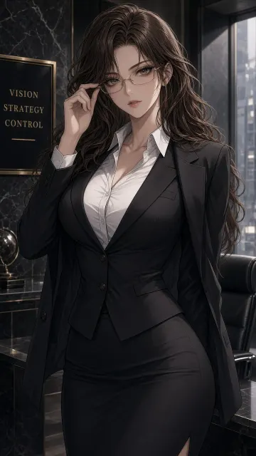 Corporate Fashion image example: Office Siren Businesswoman Anime Illustration