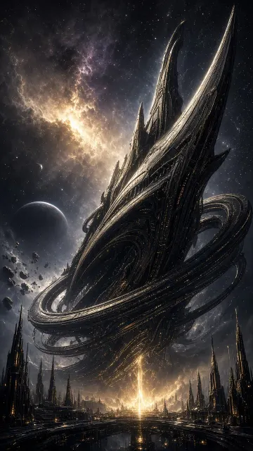 Space image example: Epic Cosmic Spaceship Silhouette in Unreal Engine 5