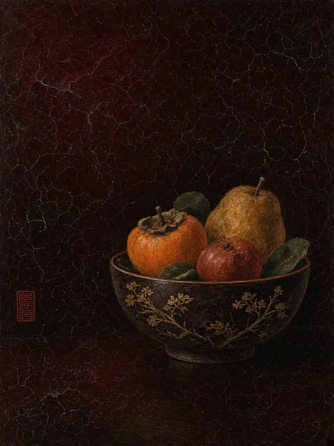 Minimalist Lacquer Still Life Fruit Bowl