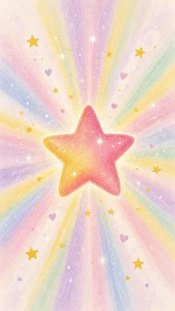 Pastel Hand-Drawn Radial Rainbow Star Illustration