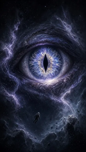 Megalophobia image example: Sci-Fi Megalophobia Cosmic Eye Gazing at Astronaut