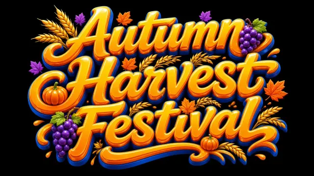 3D Autumn Harvest Festival Street Typography