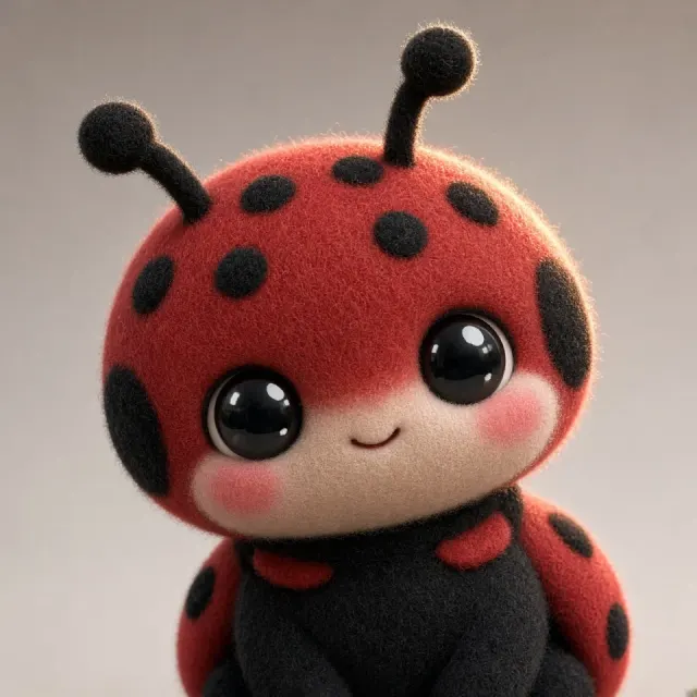 Macro Detail image example: Fluffy Plush Chibi Ladybug Avatar