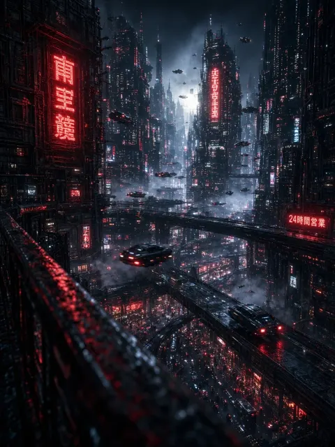 Dark Cyberpunk Futuristic Metropolis Concept Art