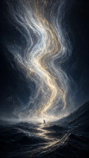 Surreal Nebula Waterfall Energy Flow Concept Art