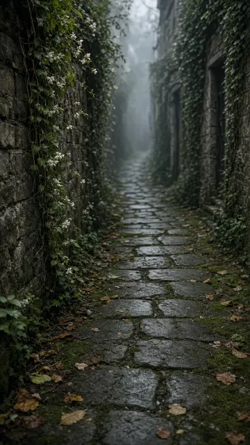 Ancient Mossy Stone Alleyway