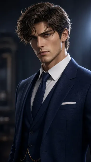 3D CG image example: Handsome CEO in Dark Blue Suit 3D CG Portrait