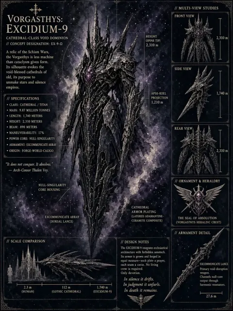 Gothic Fantasy image example: Gothic Dark Fantasy Space Mecha Blueprint