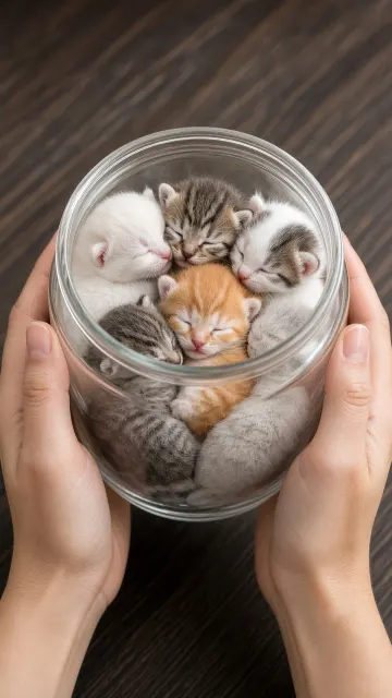POV Glass Jar of Miniature Kittens