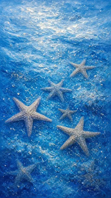 Abstract Geometric image example: Top-Down Underwater Starfish Acrylic Illustration