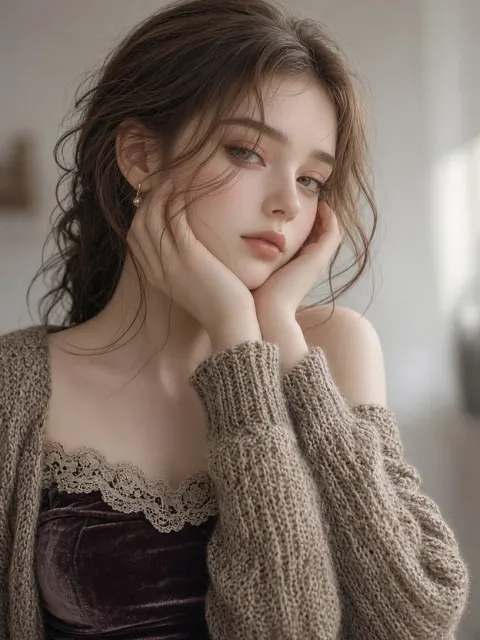 Porcelain Skin Languid Aesthetic Girl Portrait