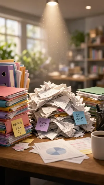 Stylized image example: Stylized 3D Animated Messy Office Desk