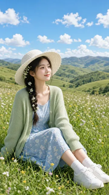Fashion image example: Spring Floral Dress Portrait in Nalati Grasslands