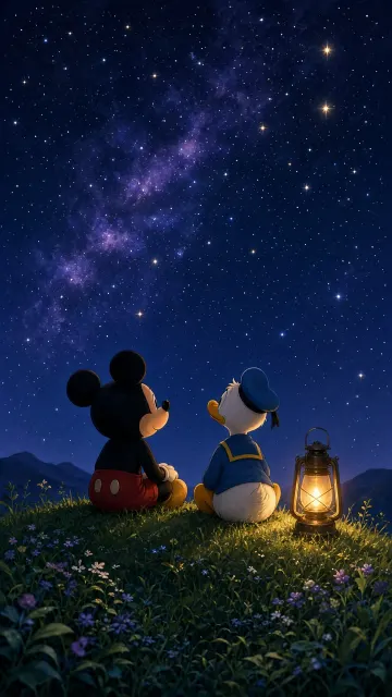 Starry Night Meadow Lock Screen Wallpaper