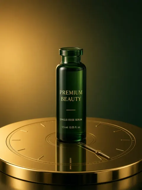 Cosmetics image example: Luxury Dark Green Ampoule Serum Commercial Photography