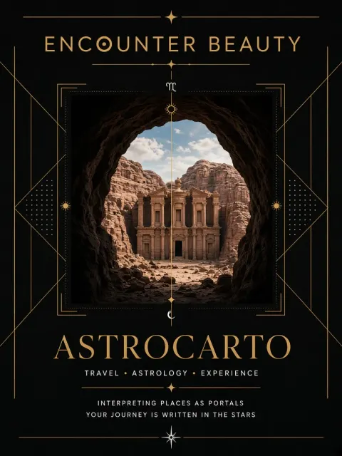 Luxury Design image example: Luxury Black and Gold Astrological Petra Travel Poster