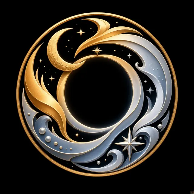Dark Ambiance image example: Gold and Orange Gradient Mystic Moon Game Avatar Frame