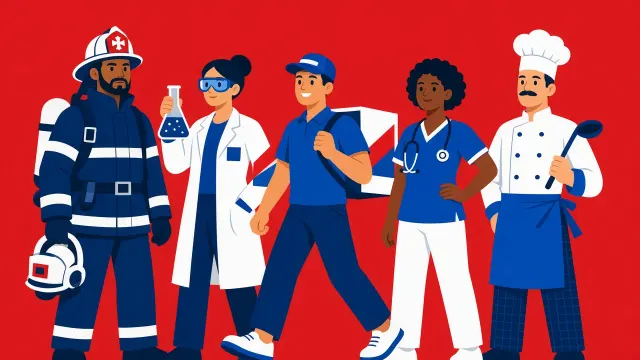 Workplace image example: Flat Vector Essential Workers Silhouette Illustration