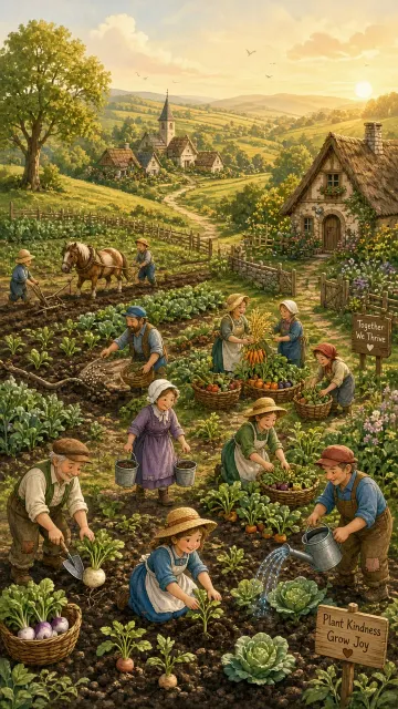 Miniature World image example: Lilliput Countryside Pastoral Farming Illustration