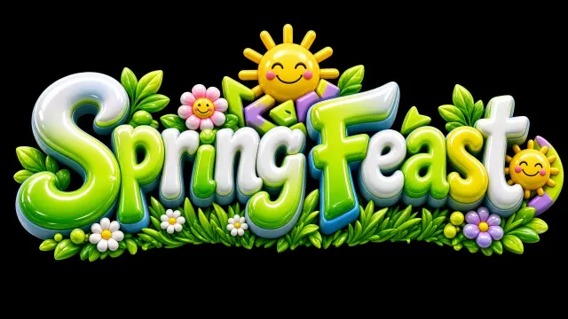 Floral and Botanical image example: 3D Spring Feast Graffiti Typography Design