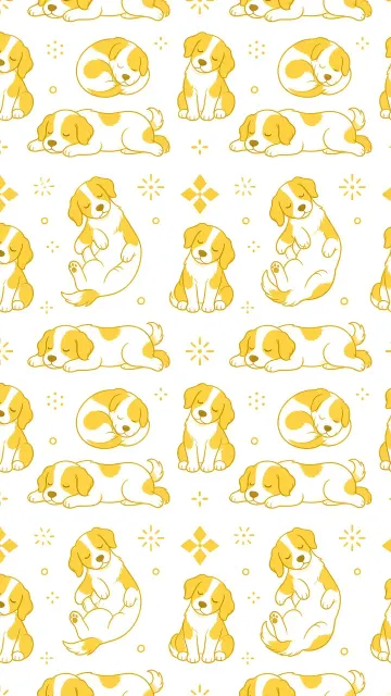 Pattern Design image example: Sleeping Dogs Yellow and White Seamless Vector Pattern