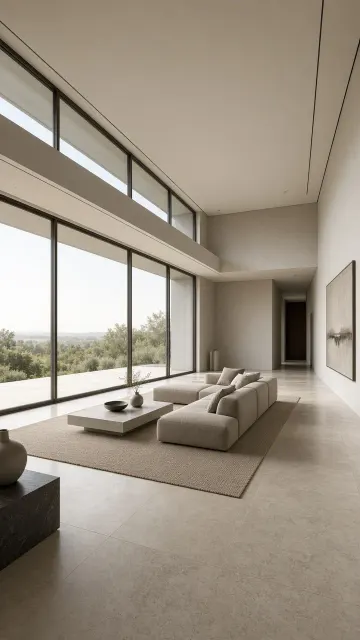 Spacious Modern Minimalist Living Room Interior