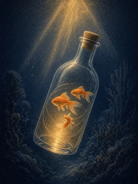 Deep Sea Stippling Glass Bottle Goldfish