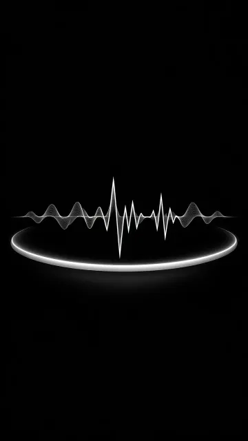 Black and White Soundwave Halo Abstract Poster