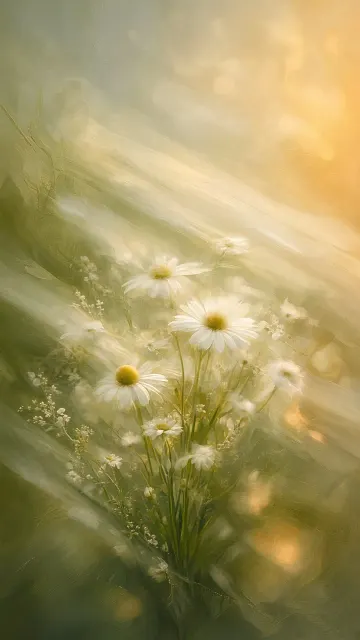 Abstract Hazy Warm Daisy Spring Floral Poster