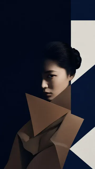 modernist art image example: Armin Hofmann Style Mysterious Woman in Brown