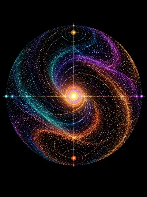 Abstract Luminescent Particle Planet Digital Art