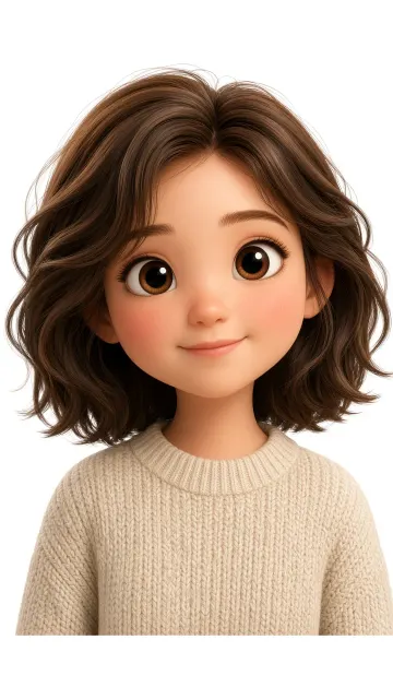 Human Figure image example: 3D Cartoon Cute Big-Eyed Little Girl Avatar