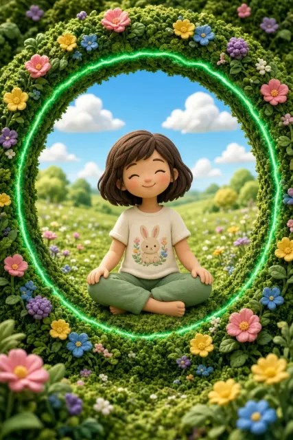 Floral Elements image example: Claymation Secret Spring Garden Girl Illustration