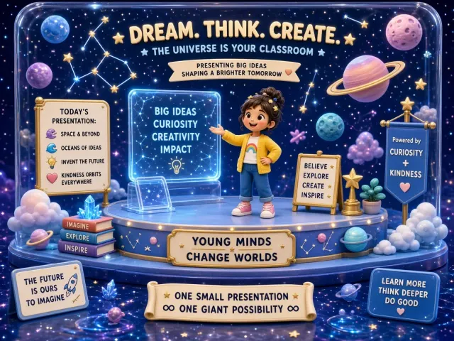Miniature Scene image example: Cosmic Classroom 3D Kid Presentation Poster