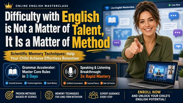 Education image example: Online English Course Scientific Memory Enrollment Poster Cover