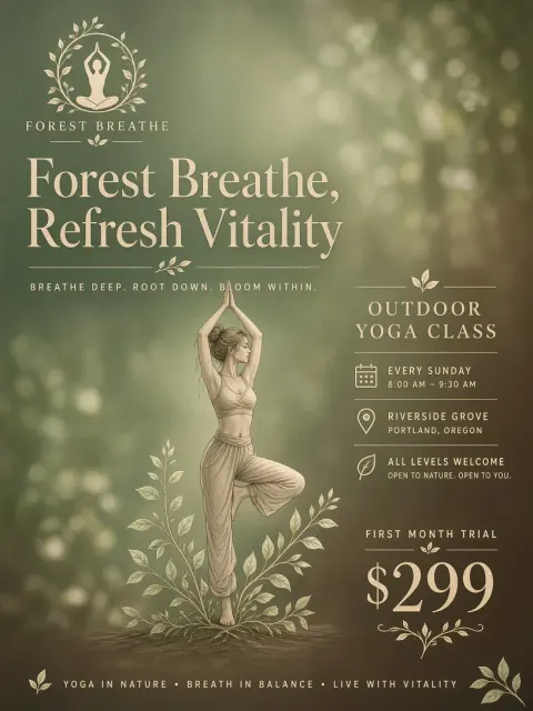 Natural Forest Breathe Yoga Studio Promotional Poster